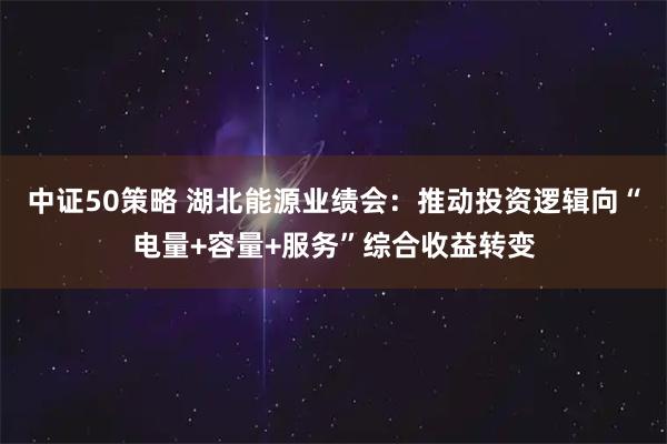 中证50策略 湖北能源业绩会：推动投资逻辑向“电量+容量+服务”综合收益转变